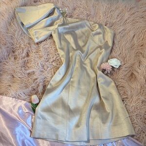 Free People Fame and Partners Gold One Shoulder Asymmetrical Dress